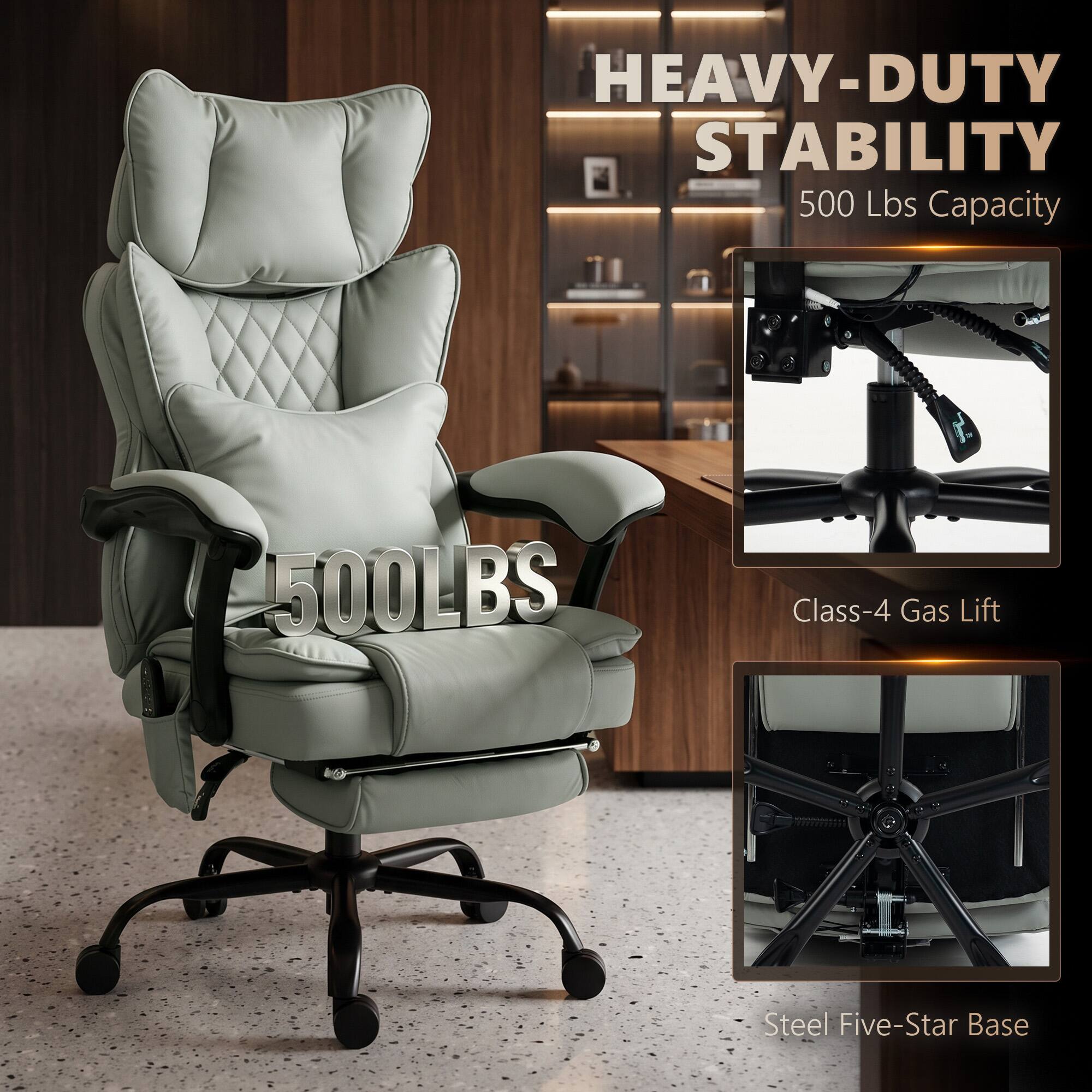 HEAVY-DUTY STABILITY  
500 Lbs Capacity

500LBS

Class-4 Gas Lift  
Steel Five-Star Base
