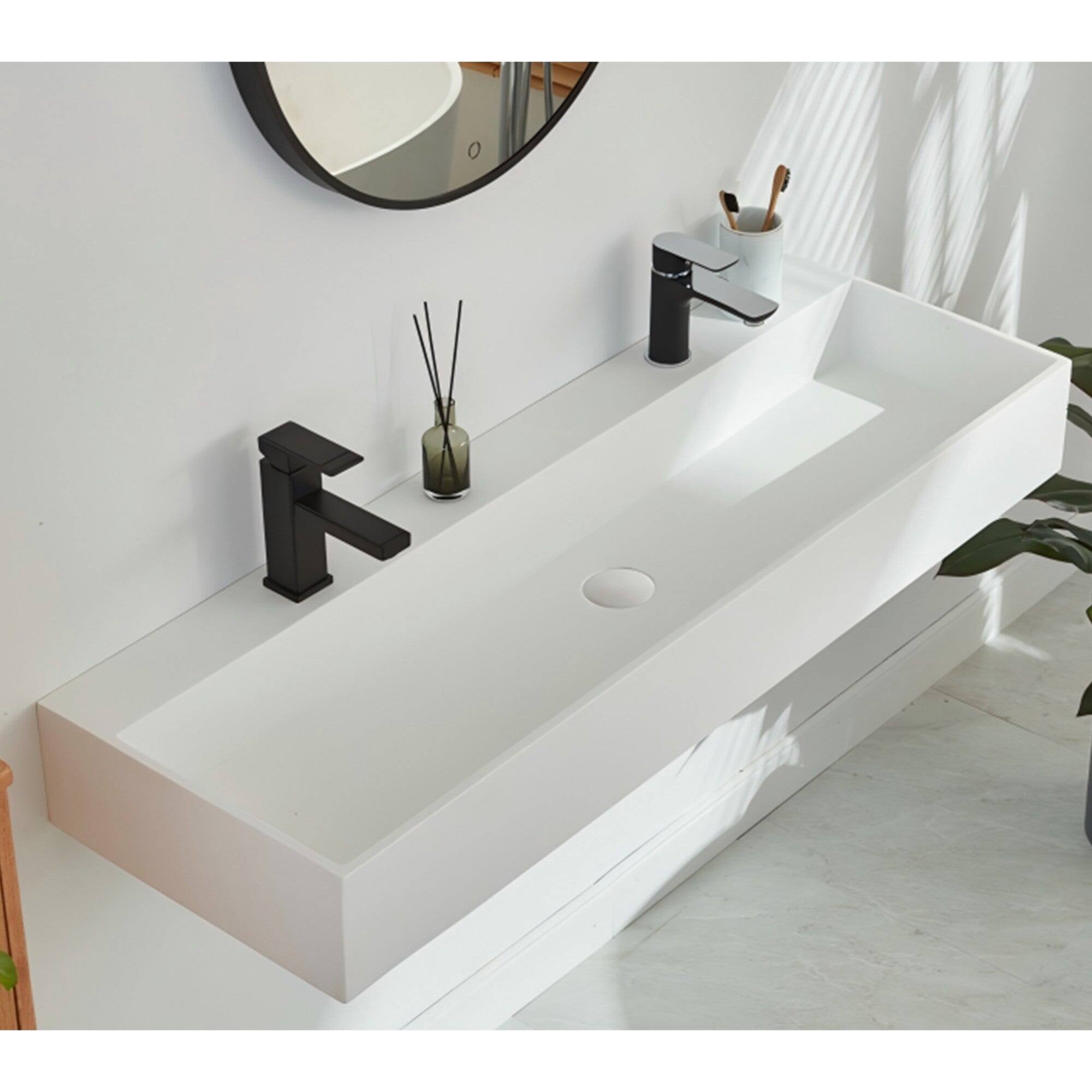 Alt View 1. Boyel Living - 48 inch Rectangular Wall Mounted Sink in Matte White - White.