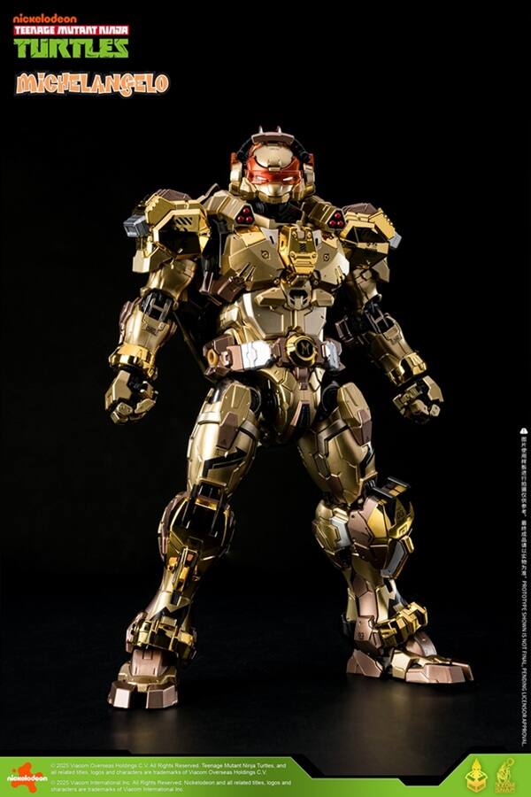 nickelodeon  
TEENAGE MUTANT NINJA TURTLES  
MICHELANGELO  

© 2025 Viacom Overseas Holdings C.V. All Rights Reserved. Teenage Mutant Ninja Turtles and all related titles, logos and characters are trademarks of Viacom Overseas Holdings C.V.  
© 2025 Viacom International Inc. All Rights Reserved. Nickelodeon and all related titles, logos and characters are trademarks of Viacom International Inc.  

PROTOTYPE INMONS A NOT FINAL PENDING LICENSOR APPROVAL