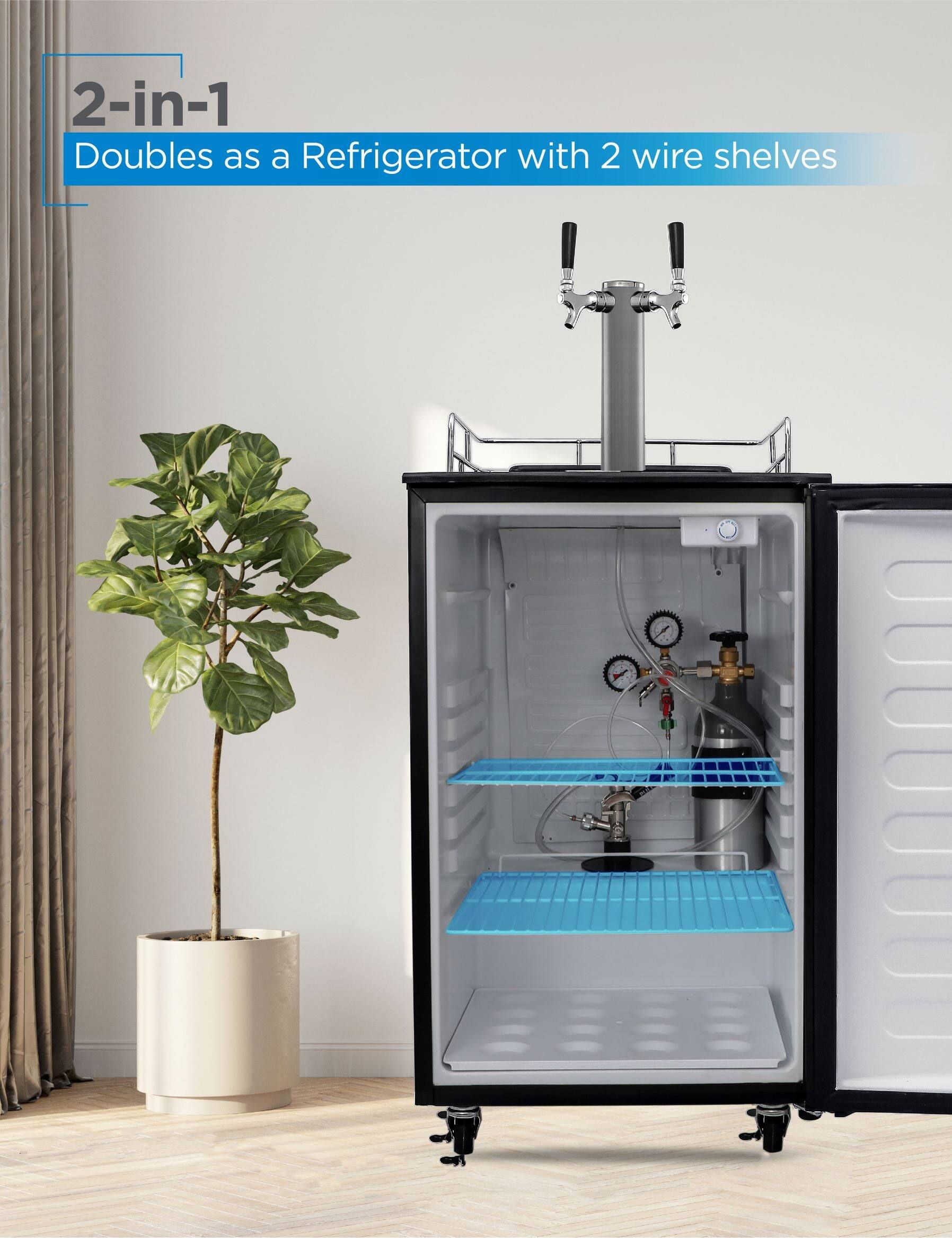 2-in-1
Doubles as a Refrigerator with 2 wire shelves