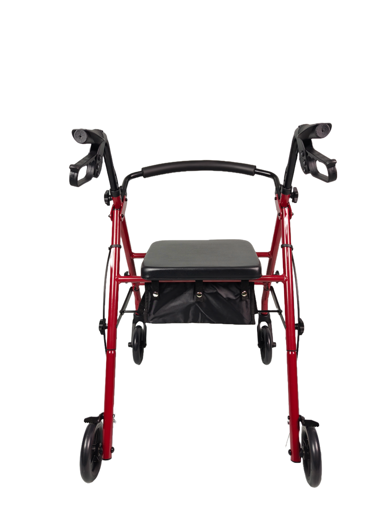 Alt View 1. iLIVING - ILG-800R Burgundy Rollator Walker – Heavy Duty Frame, Adjustable Height, Easy-Fold Design & Smart Brake Lock for Adults - Red and Black.