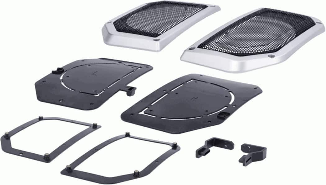 Left. Metra - Lower Dash Speaker Grille Cut-ins for Select 2024-Up Jeep Wrangler and Gladiator Vehicles - Silver.