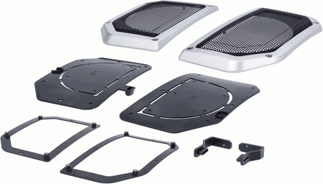 Left. Metra - Lower Dash Speaker Grille Cut-ins for Select 2024-Up Jeep Wrangler and Gladiator Vehicles - Silver.