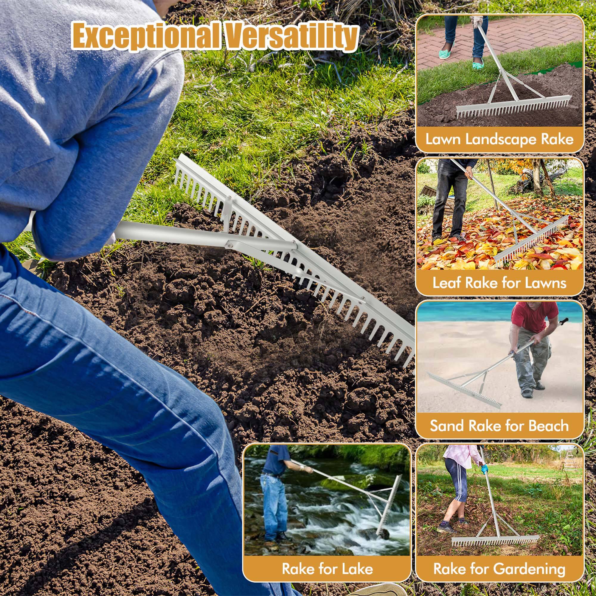 Exceptional Versatility:

* Lawn Landscape Rake
* Leaf Rake for Lawns
* Sand Rake for Beach
* Rake for Lake
* Rake for Gardening
