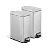 Front. Innovaze - Two 1.6 Gallon/6 Liter Rectangular Step-on Trash Can Set - Silver.