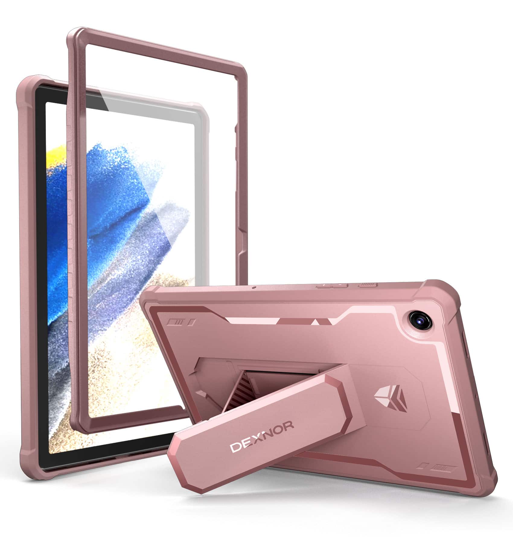 Dexnor - Case for Samsung Galaxy Tab A8 10.5 Inch 2022 with Screen Protector, Heavy Duty Shockproof Full Body Protective Cover - Peony Pink