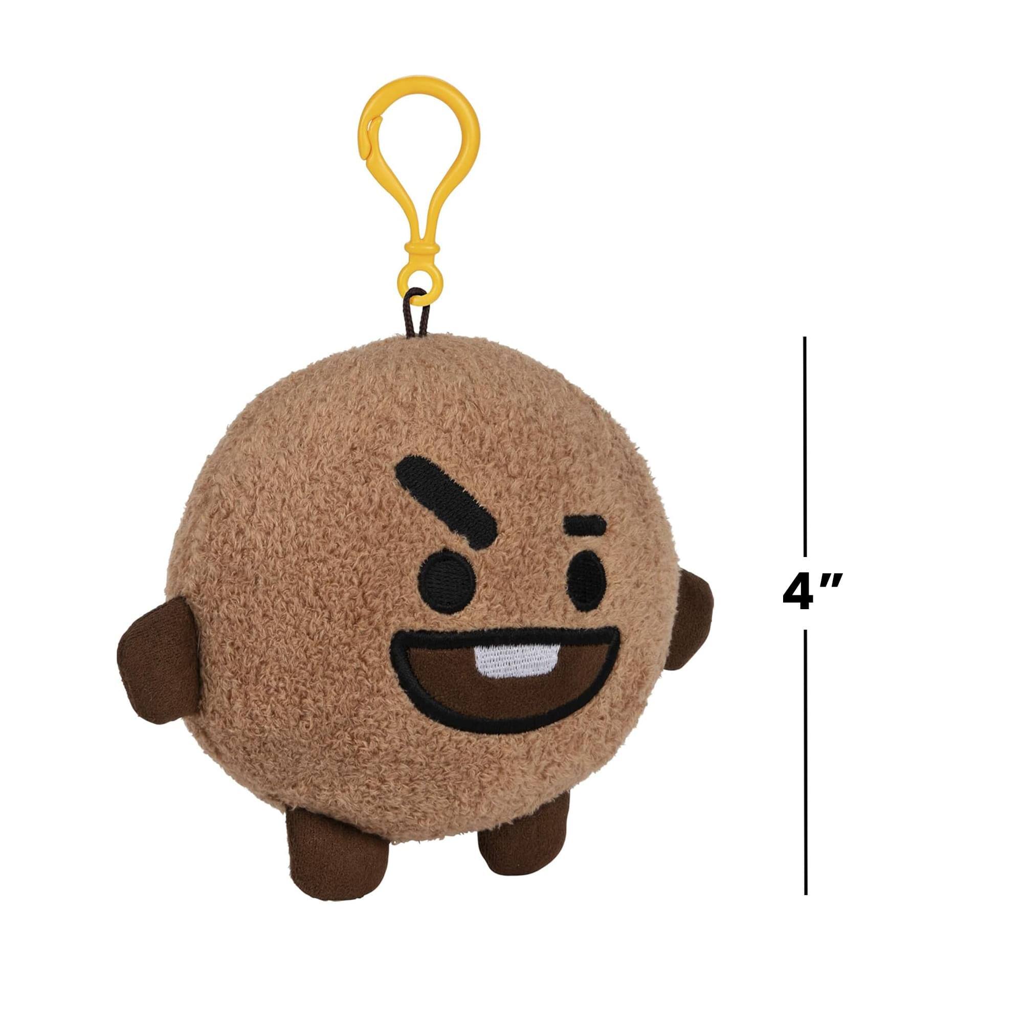 Alt View 4. Gund - Line Friends BT21 4 Inch Plush Backpack Clip | Shooky - Brown.