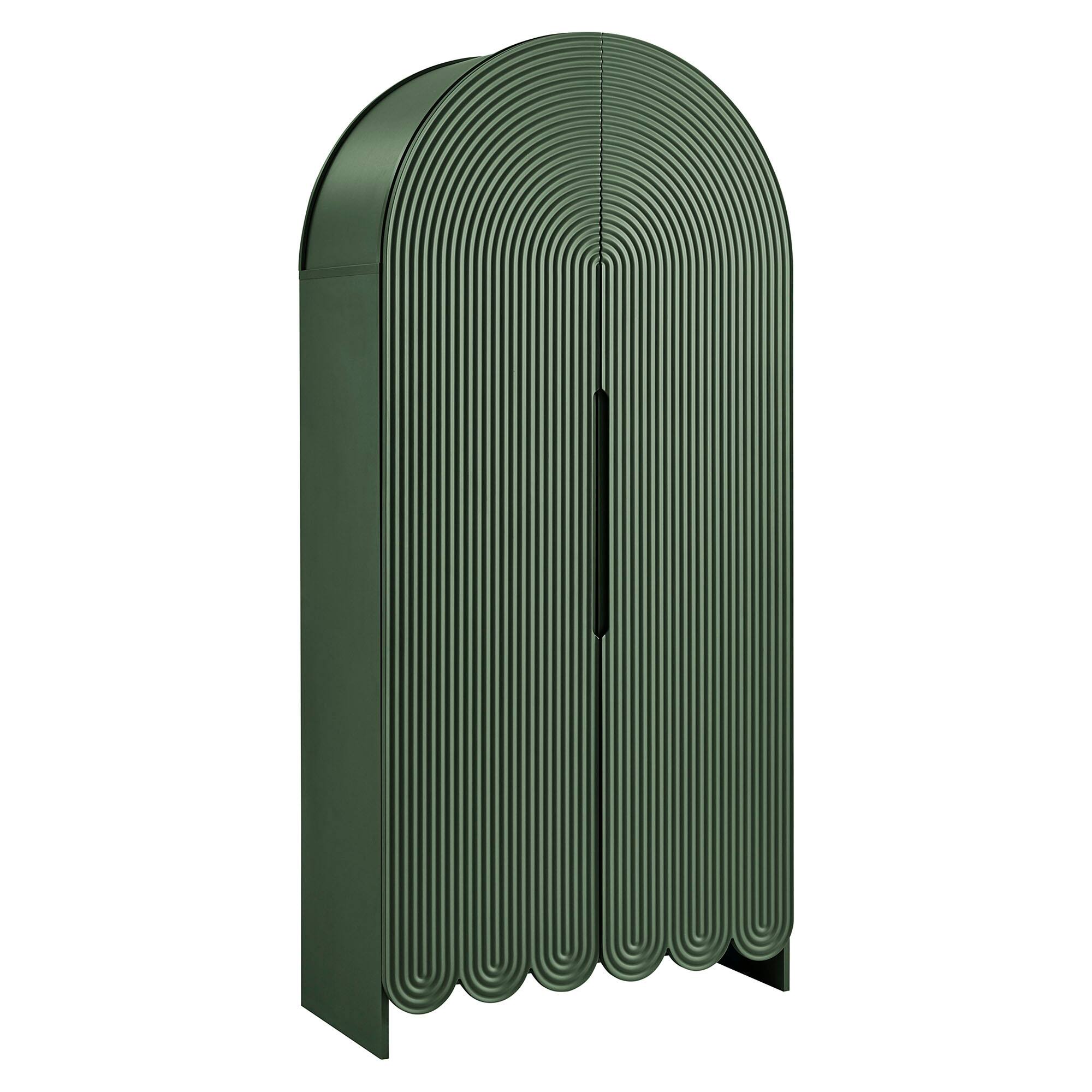 Angle. Modway - Dahlia 78 Inch Fluted and Scalloped Arched Storage Cabinet by Modway - Hunter Green.