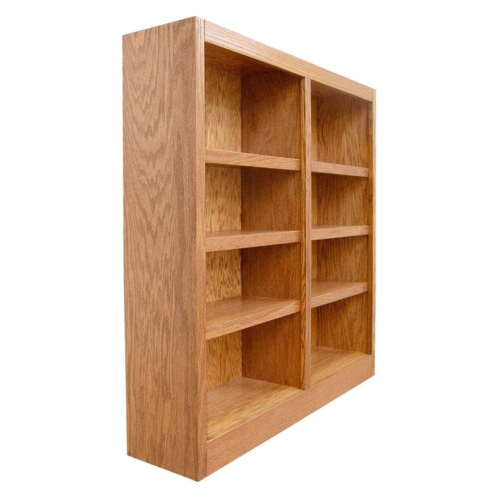 Angle. Concepts in Wood - Double Wide Bookcase 8 Shelves Dry Oak Finish - Brown.