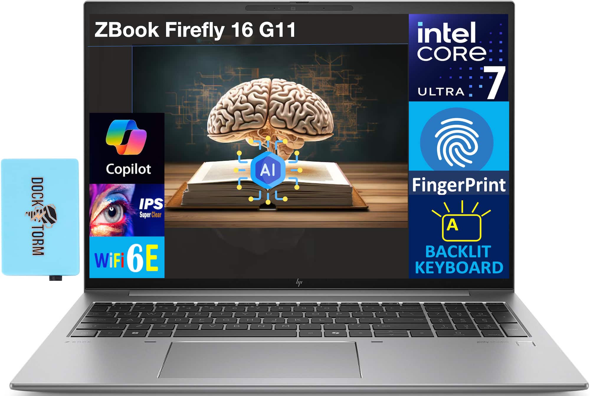 HP - ZBook Firefly 16 G11 Laptop 16.0 WUXGA (Intel Ultra 7 155U, 32GB DDR5, 2TB PCIe SSD, Win 11 Pro) w/USB Hub - Silver
