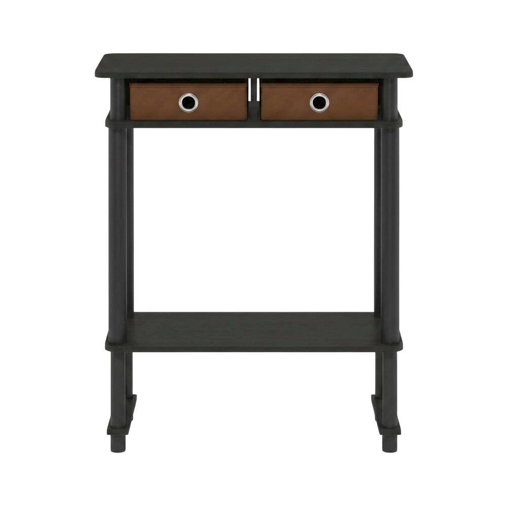 Angle. FurniFact - Espresso Hallway Console Table with Storage Bin and Modern Finish - Espresso/Brown.