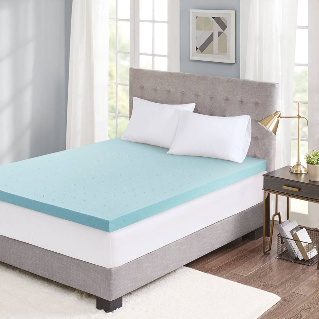Alt View 1. Glintex - 3" Cooling Gel Memory Foam Mattress Topper, Hypoallergenic Cover, Pressure Relief and Soft Support - White.