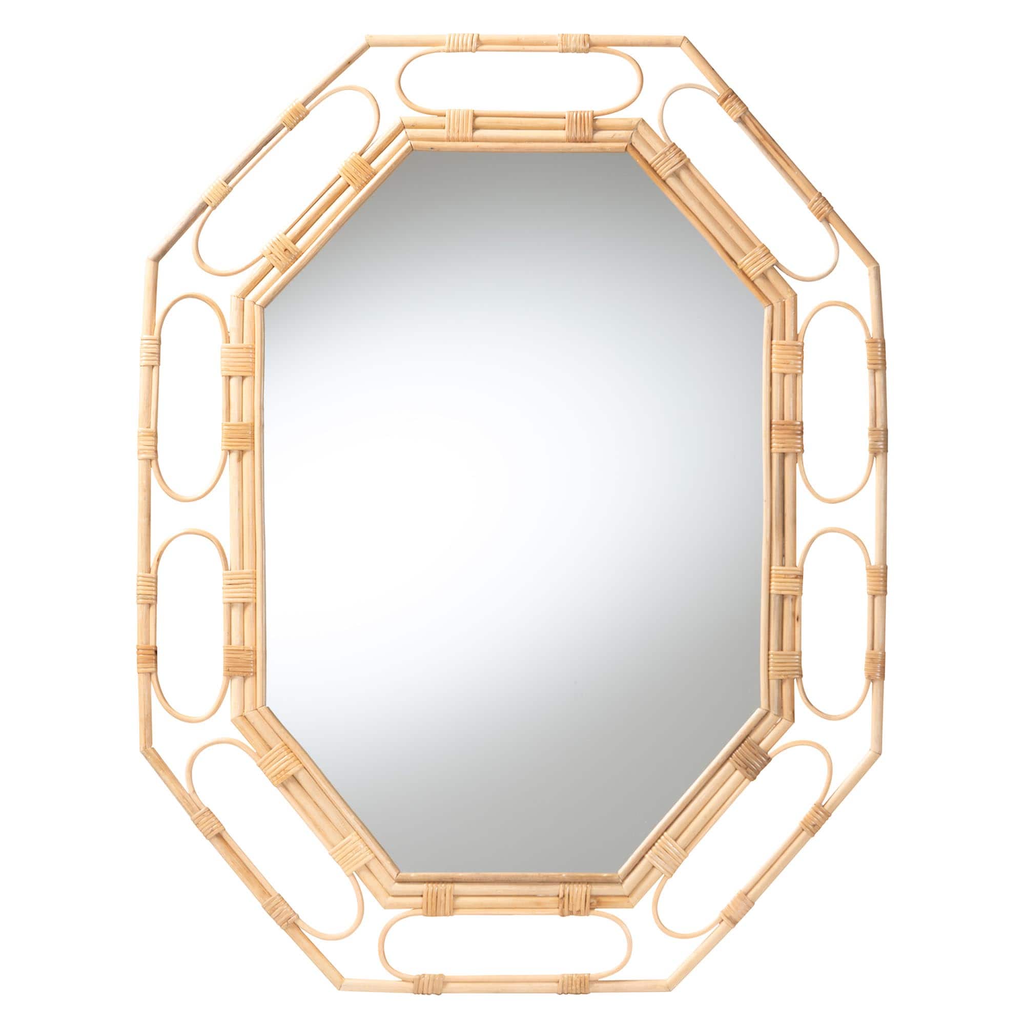 bali & pari - Remedy Octagonal Rattan Wall Mirror - Handwoven Accent Mirror with Open Loop Detailing, Boho Coastal Style - Natural price history on PriceWatchPro