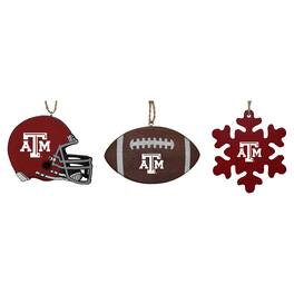 The Memory Company - Texas A&M Aggies Three-Pack Helmet, Football & Snowflake Ornament Set - Multicolor