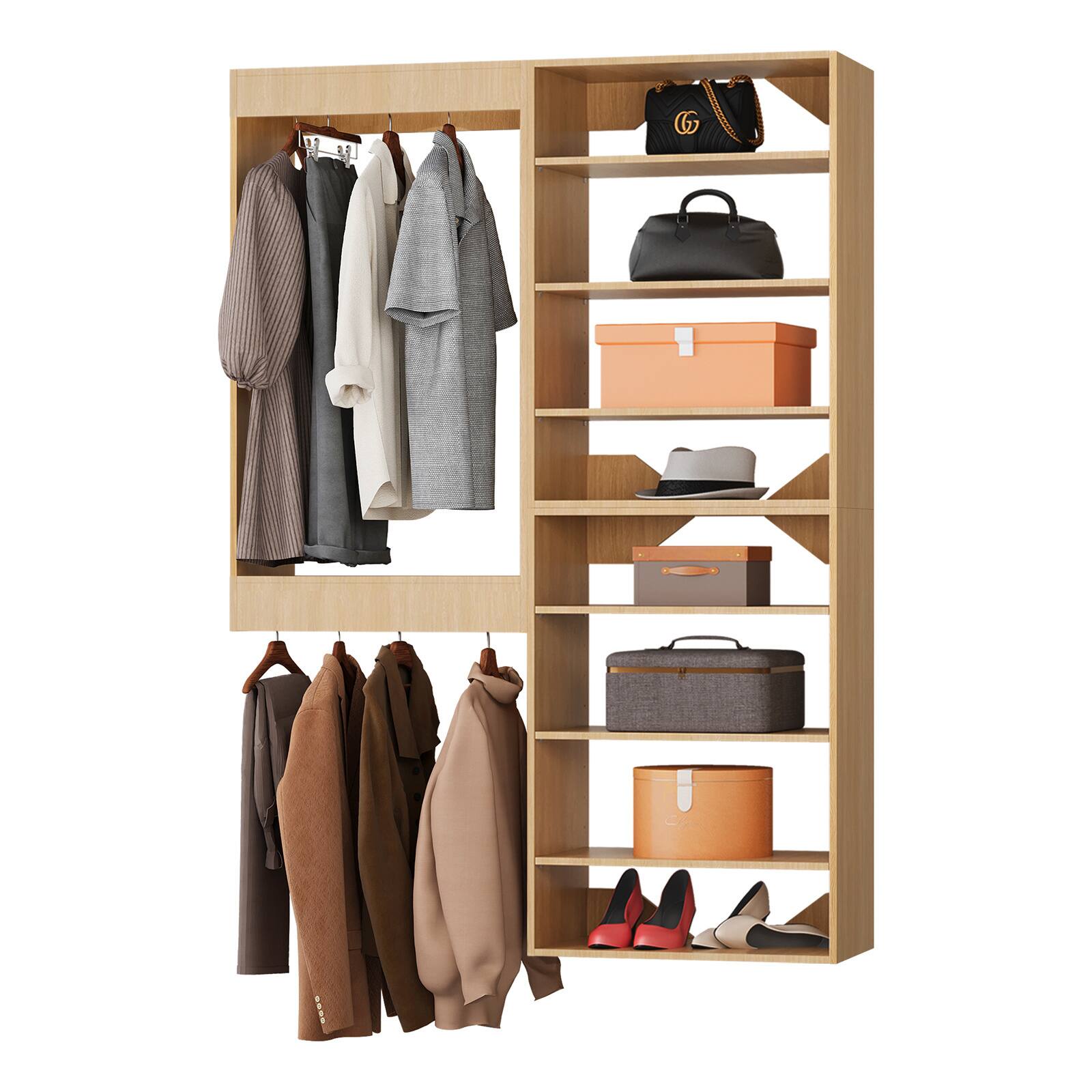 Front. Roomtec - Roomtec 58 in Wood Modular Closet System Unit-Customizable Wall Mounted Walk-In Closets for Bedroom or Walk-in Closet - Wood.