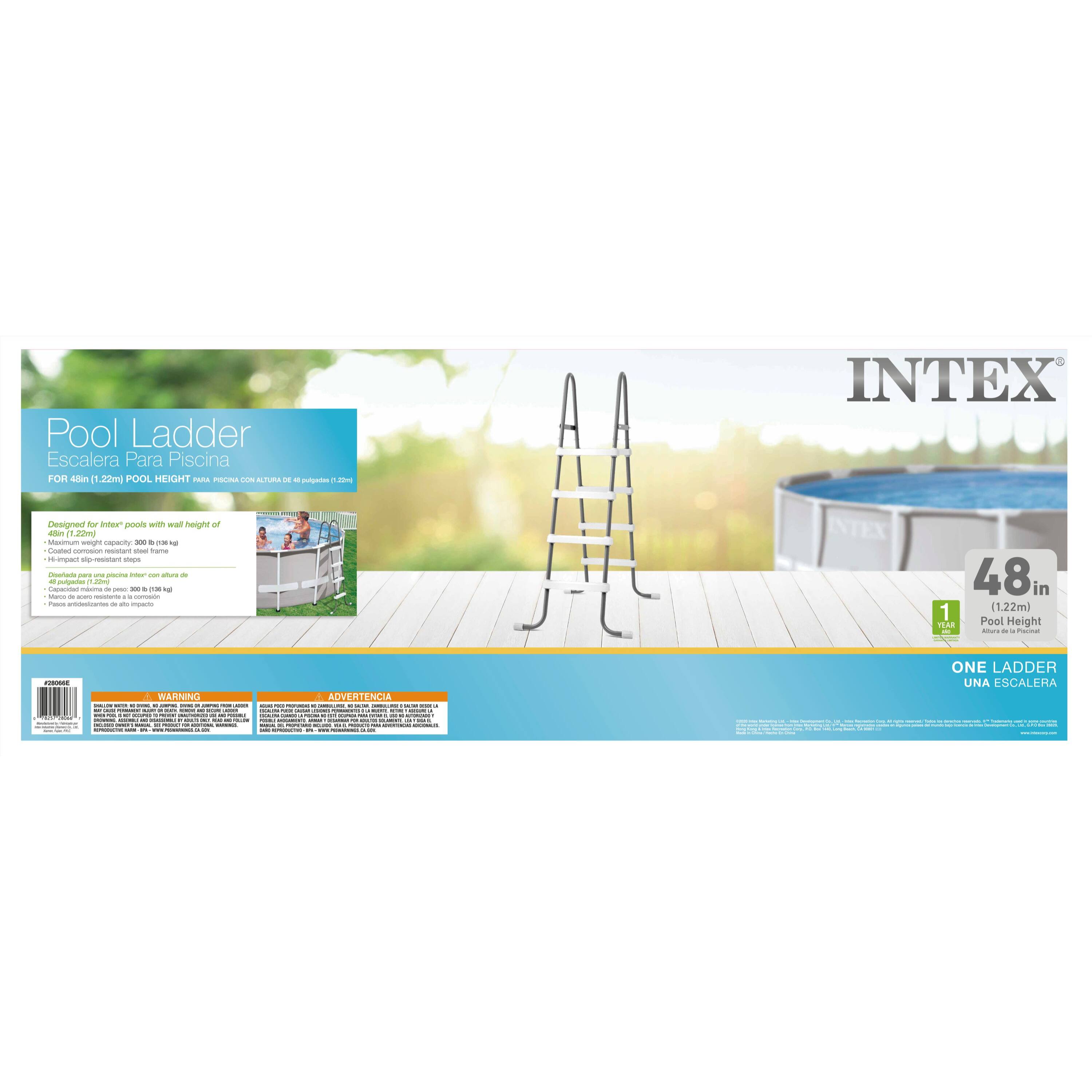 Pool Ladder Escalera Para Piscina FOR tln 11.22ml Pool Height - One Ladder. Designed for Intex pools. 48in (1.22m) Pool Height.