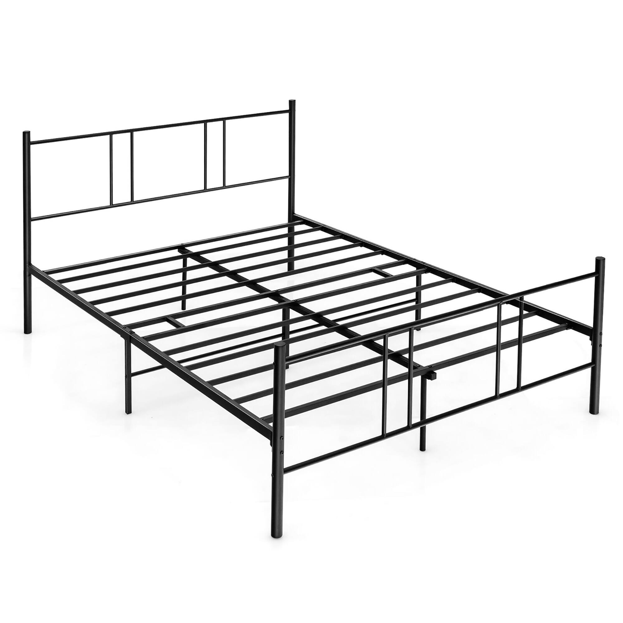 Alt View 9. Gymax - Gymax Full Size Steel Platform Bed Frame Headboard Heavy-Duty Mattress Foundation - Black.