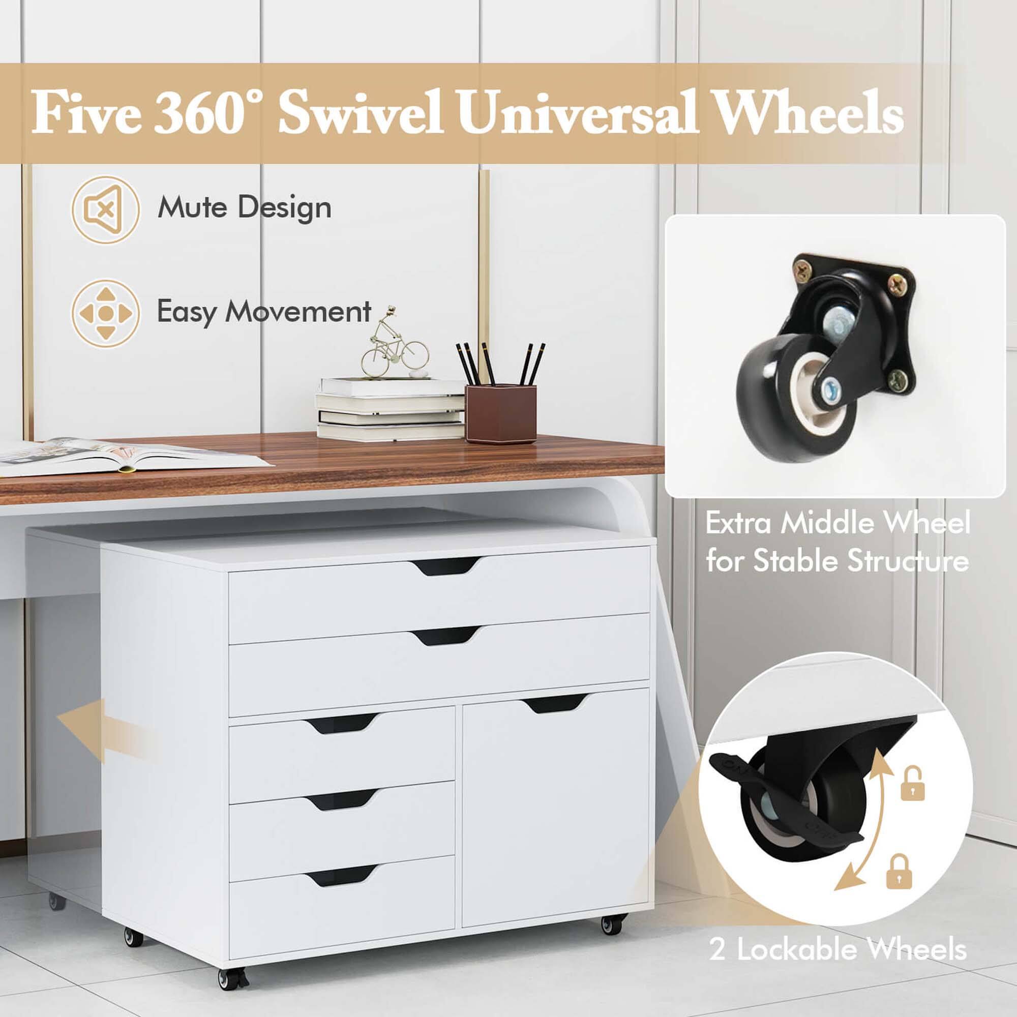 Five 360° Swivel Universal Wheels

- Mute Design
- Easy Movement
- Extra Middle Wheel for Stable Structure
- 2 Lockable Wheels