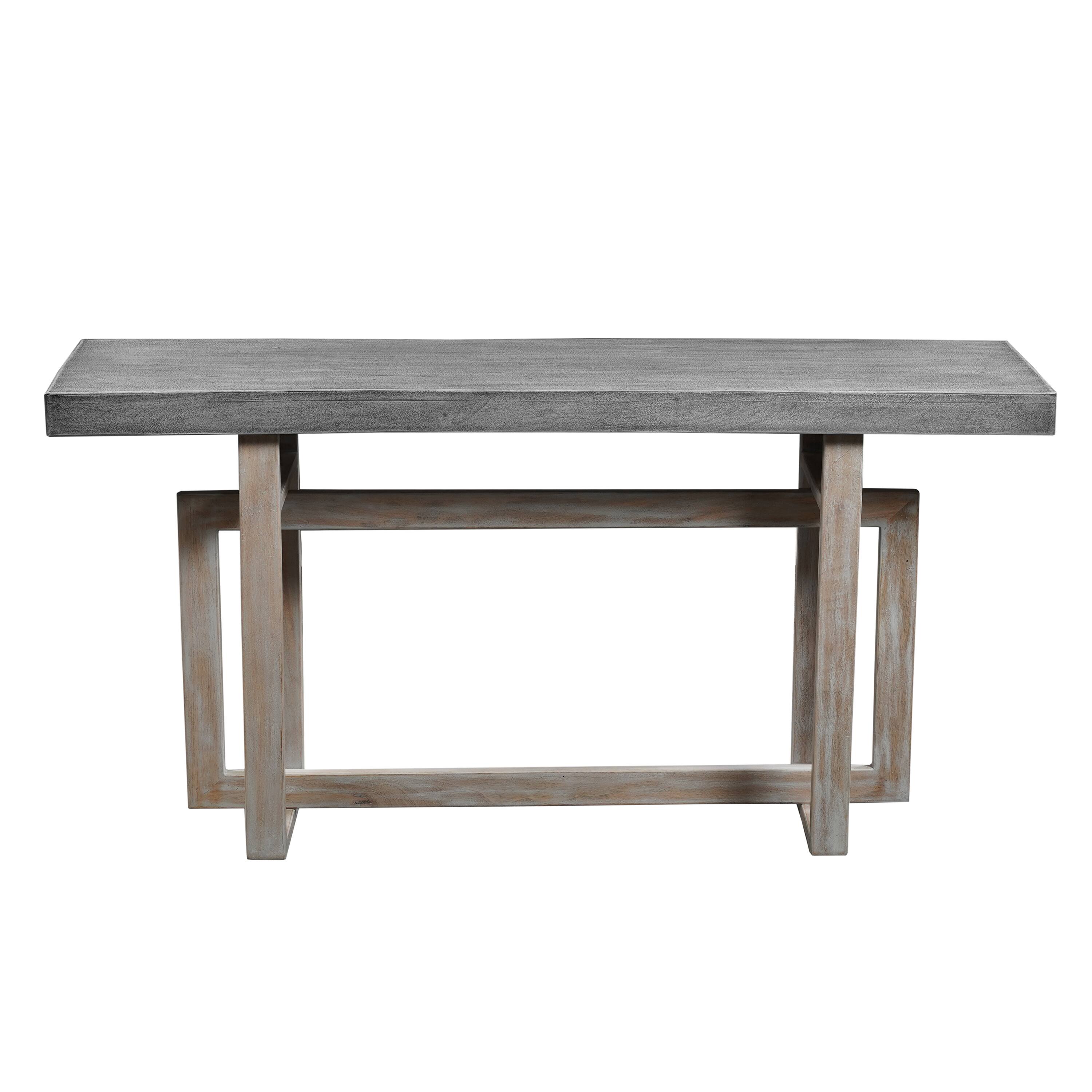 Alt View 1. Manhattan Lane - 59 Inch Artisan Sideboard Console Table with Geometric Interlocked Base - Gray.