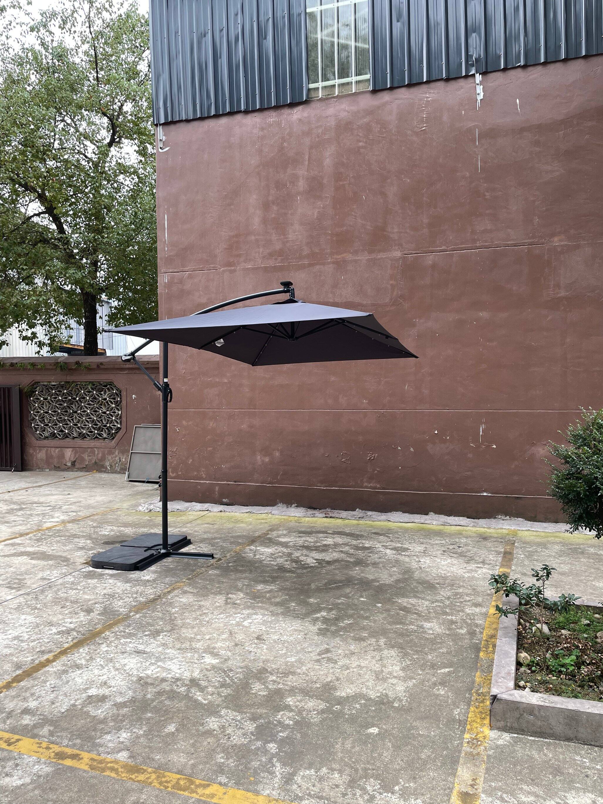 Loheer 10x6.5 Ft Rectangular Patio Umbrella Solar Lighted Outdoor  Waterproof Sun Shade with Cross Base W656127034 - Best Buy