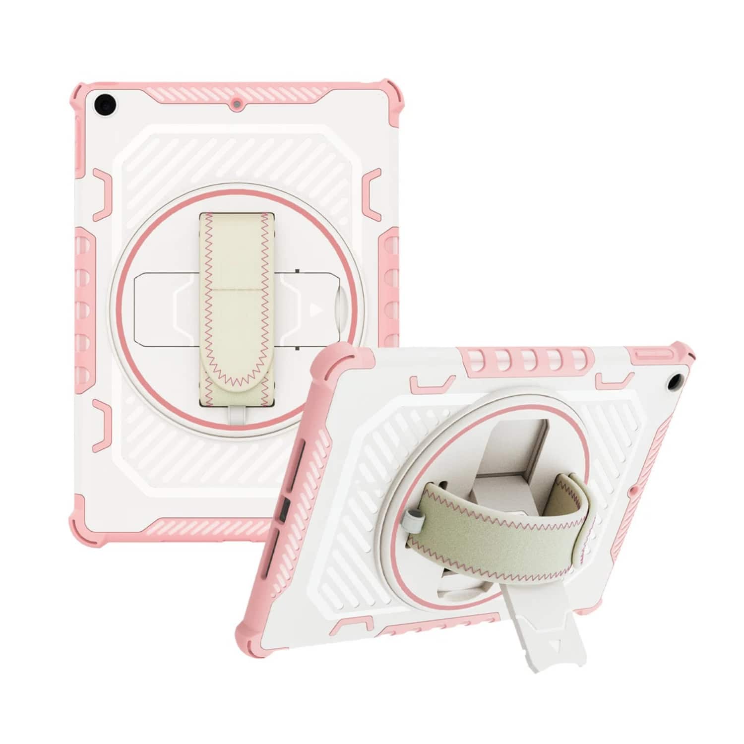 Stock Preferred - Rugged Case with 360° Rotatable Hand Strap & Stand for iPad 9th/8th/7th Gen.10.2" - Pink