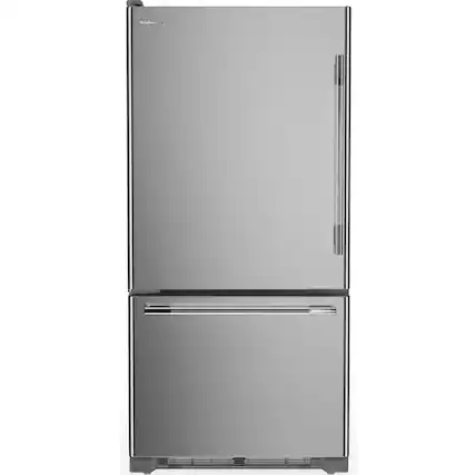 Front. KitchenAid - 22 Cu. Ft. 33-Inch Standard-Depth Bottom Mount Refrigerator with Left Door Swing - PrintShield Stainless.