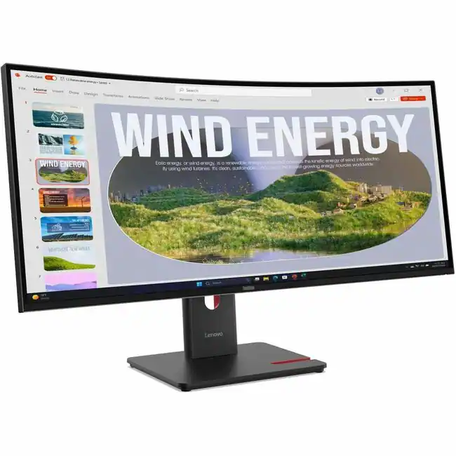 Lenovo - ThinkVision T34WD-40 34" Class UW-QHD Curved Screen LED Monitor - 21:9 - 34" Viewable - Vertical - Eclipse Black