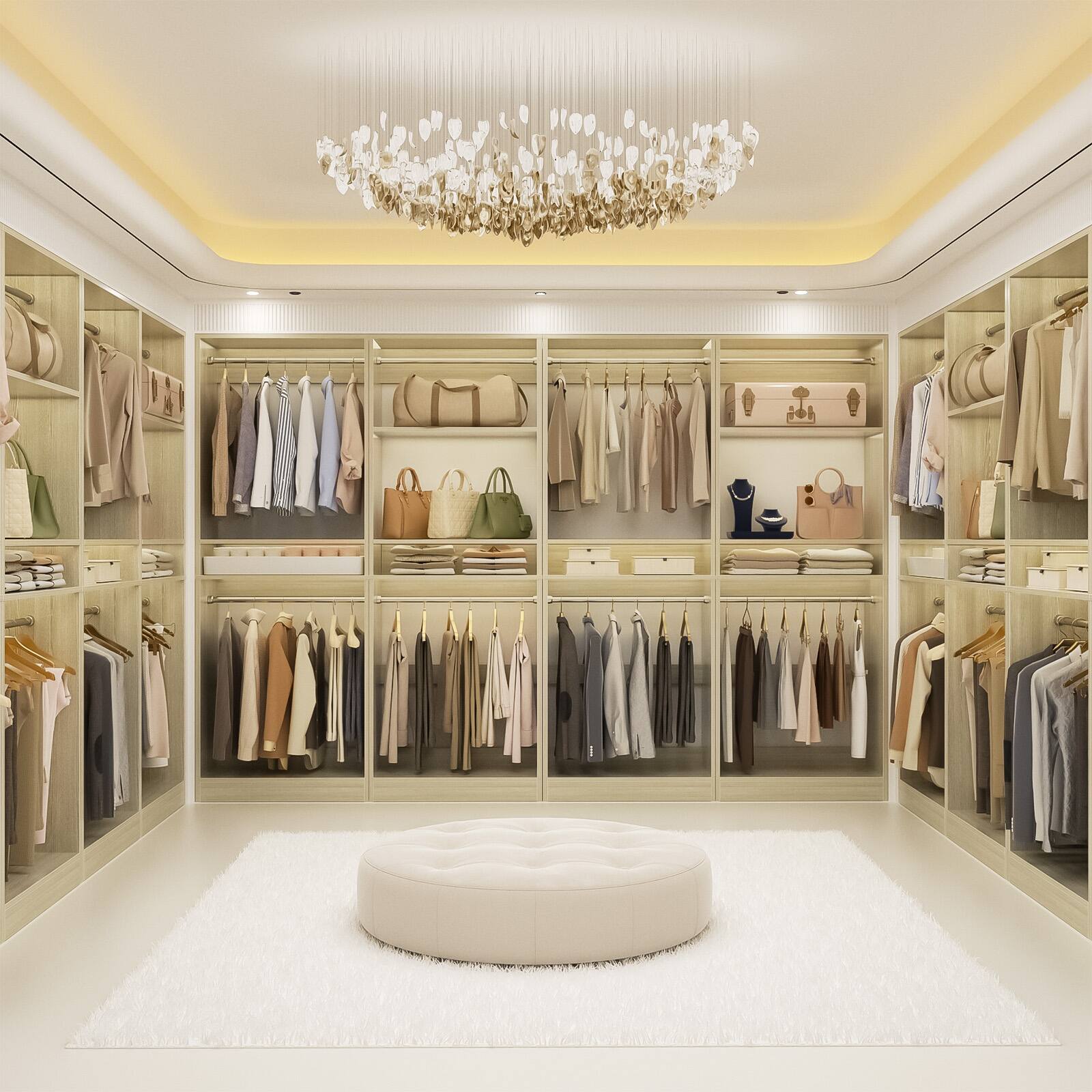 Alt View 1. Aheaplus - 50'' Closet Organizer System, Set of 2, Walk-in Closet Storage & Organizer with 4 Hanging Rods and Adjustable Shelves - Beige Oak.