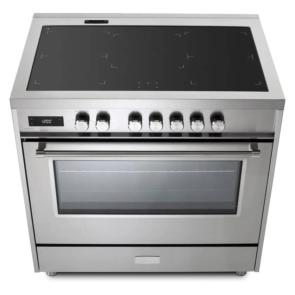 Alt View 2. Verona - Verona 36 inch Ultima Collection Freestanding Induction Range with 5 Elements, 5 cu. ft. Oven Capacity (Stainless Steel) - Stainless Steel.