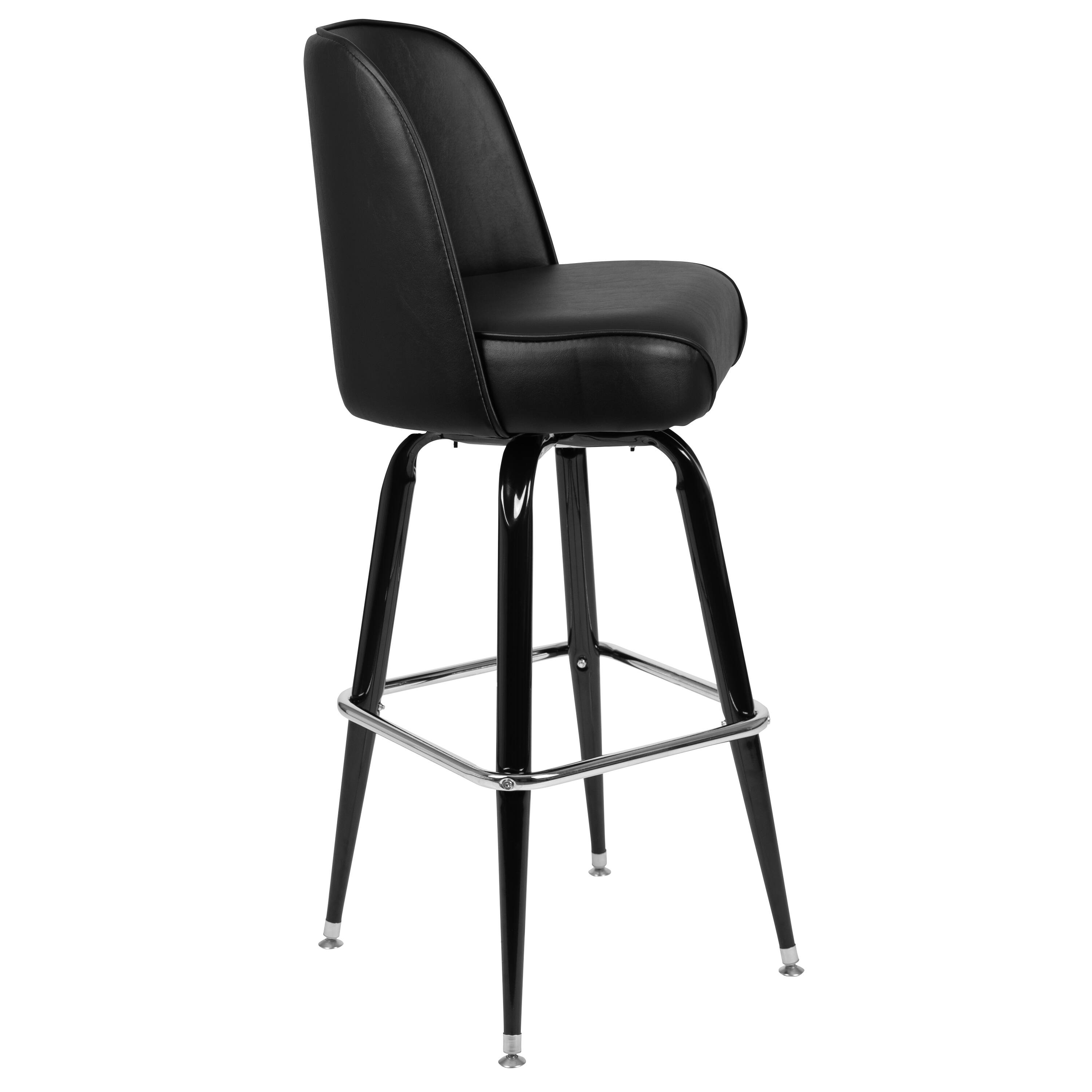 Alt View 16. Alamont Home - James Metal Barstool with Swivel Black Vinyl Upholstered Bucket Seat and Footrest - Black.