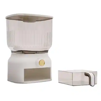 Front. Stock Preferred - 22lbs Rice Dispenser Grain Storage Container with Measuring Cup - Clear / White.