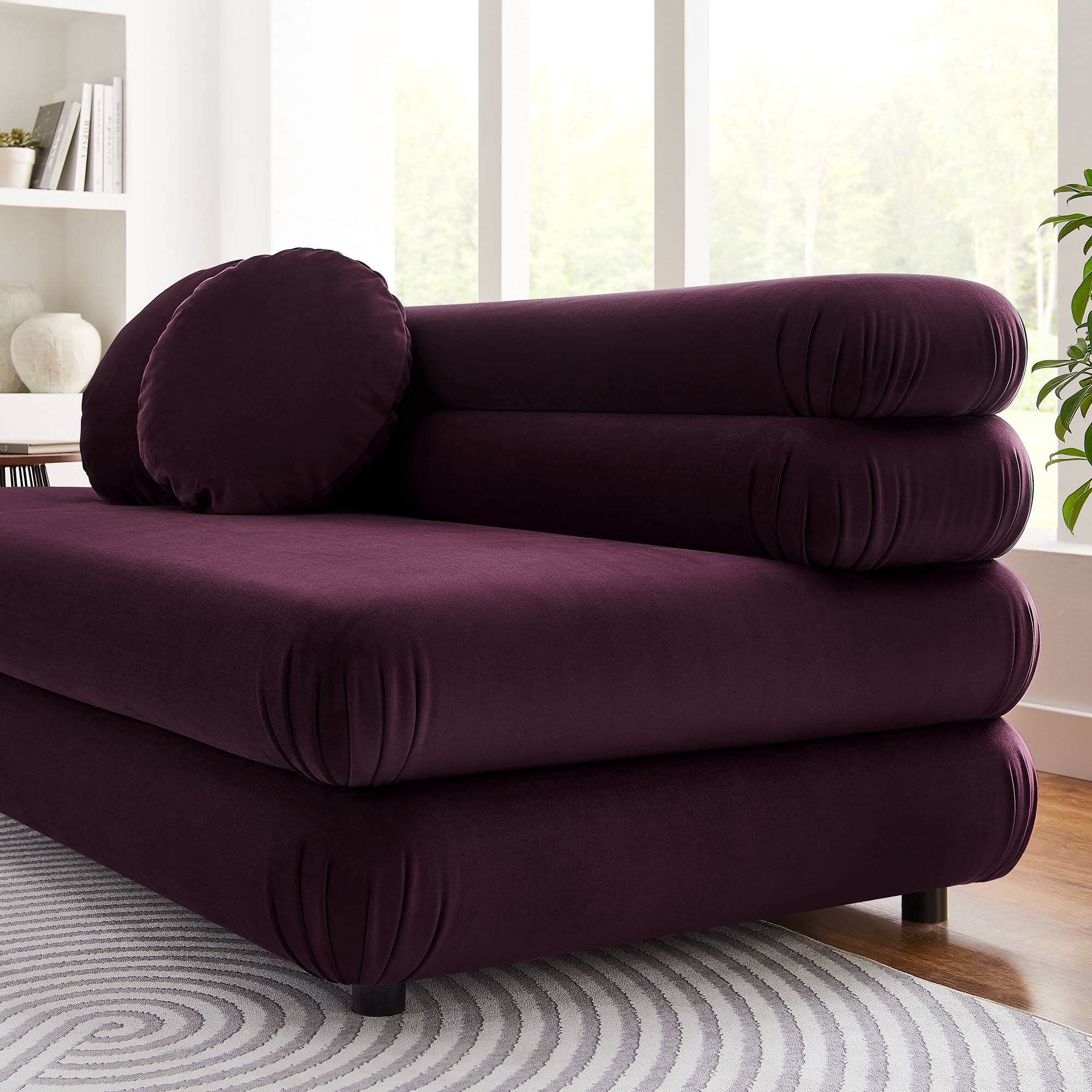 Alt View 8. Modway - Jubilee Modular Performance Velvet Armless Loveseat by Modway - Mulberry.