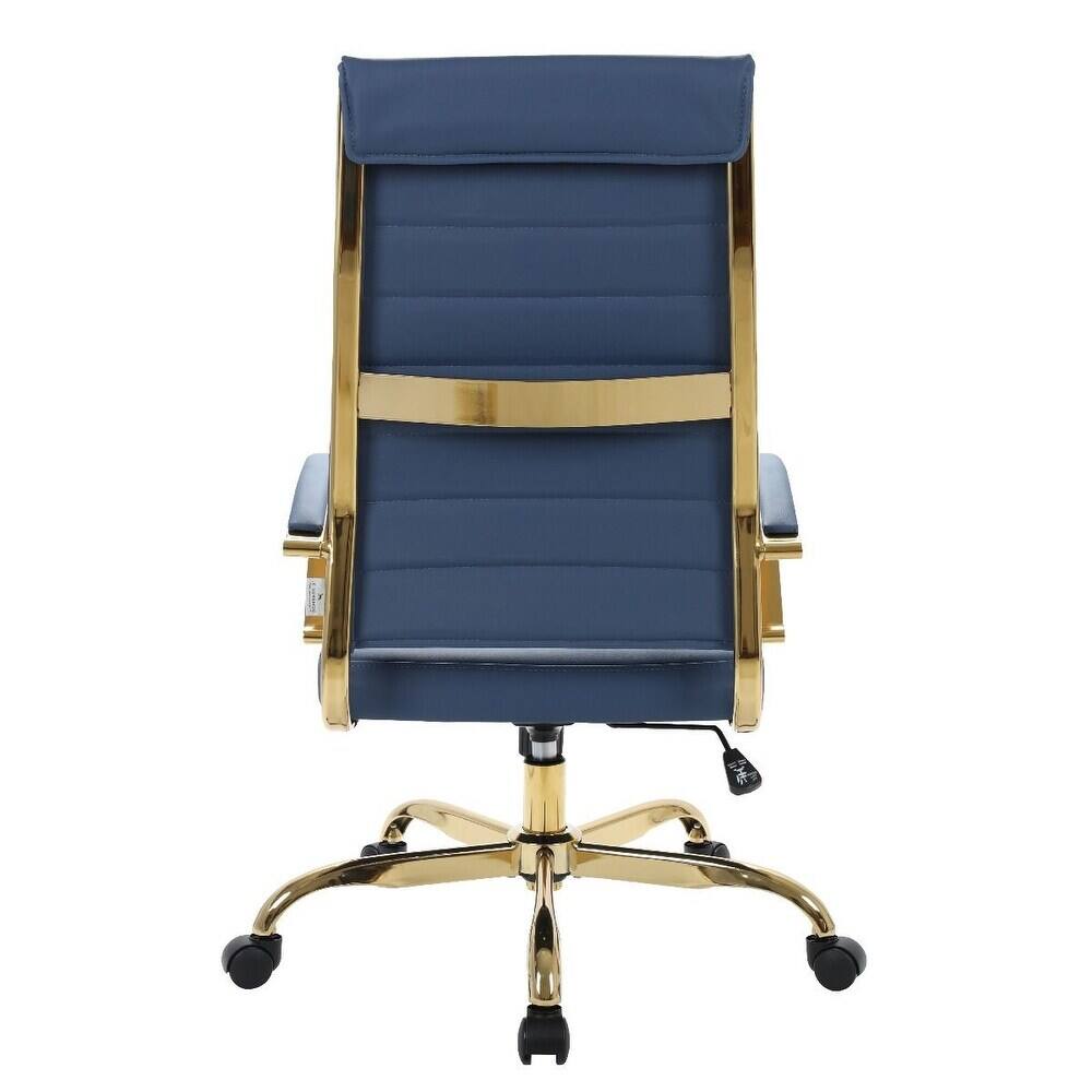 Alt View 5. LeisureMod - Benmar High-Back Leather Office Chair with Gold Accents, Adjustable Height, Swivel and Tilt Conference Desk Chair - Navy Blue.