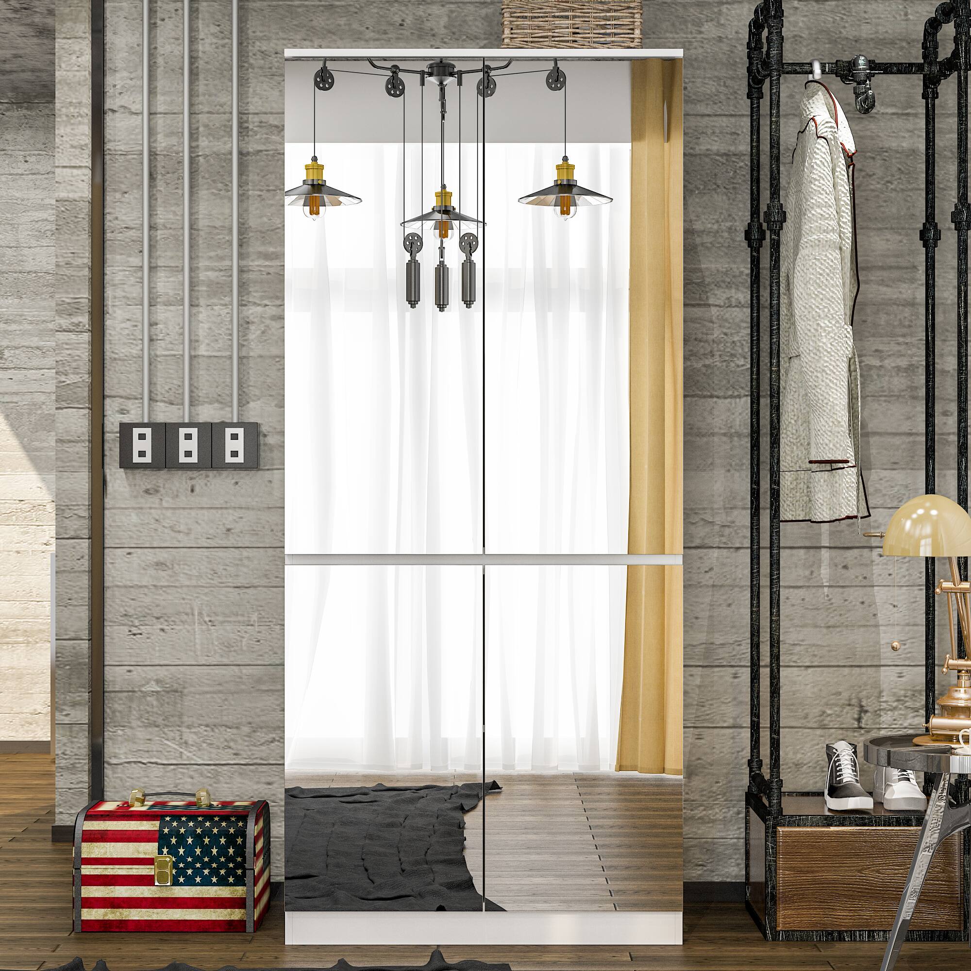 Alt View 2. FUFU&GAGA - FUFU&GAGA Mirror - Front Wardrobe Anti - Tip Armoires& Hanging Rod - White.