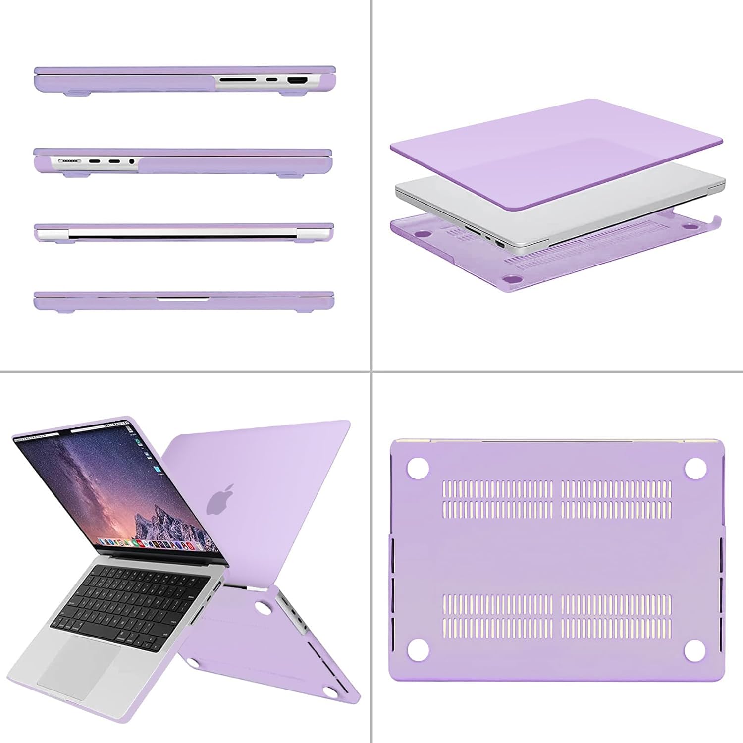 Alt View 1. mosiso - Case for MacBook Pro 14 inch Case M5 M4 M3 M2 M1 2026-2021 A3427 A3426 A3434 A3112 A3185 A3401 A2918 A2992 A2779 A2442 - Purple.