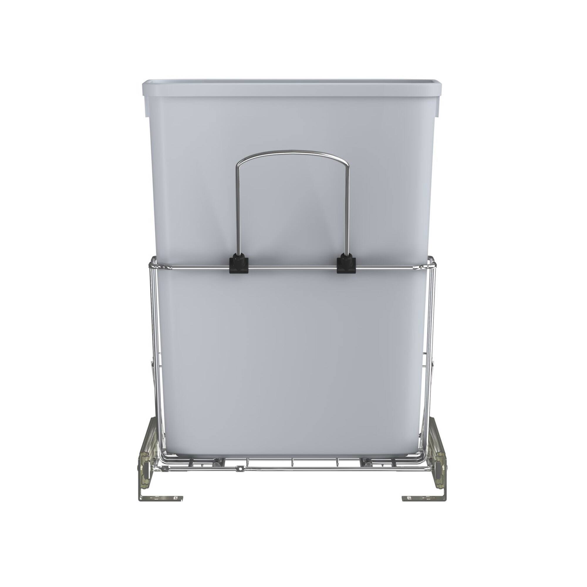 Alt View 3. Rev-A-Shelf - Rev-A-Shelf 32 qt. Universal Waste Container with Rear Basket, RUKD-1432RB-1 - Gray.