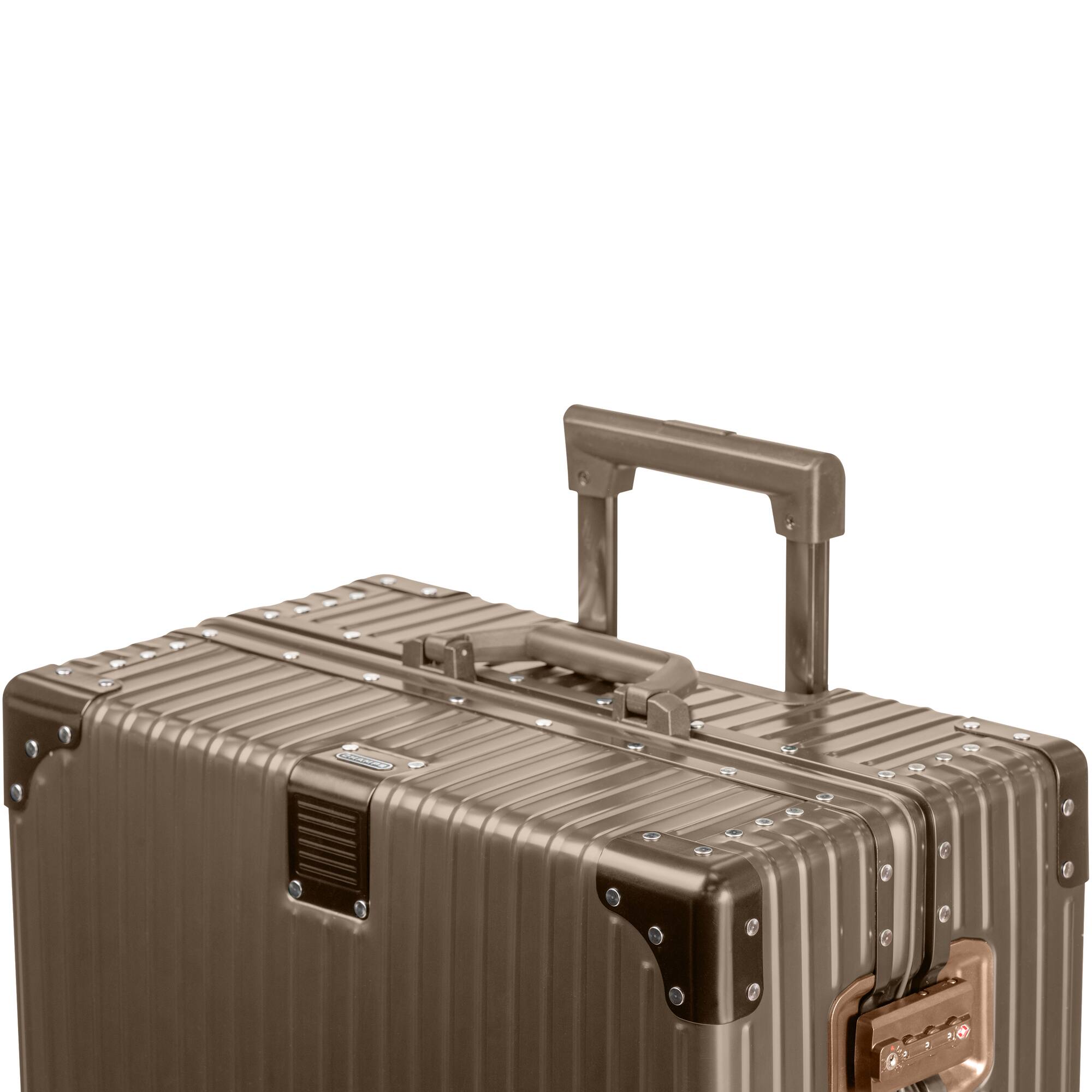 Left. Champs - Elite Aluminum Collection Large Luggage Case - Titanium Gold.