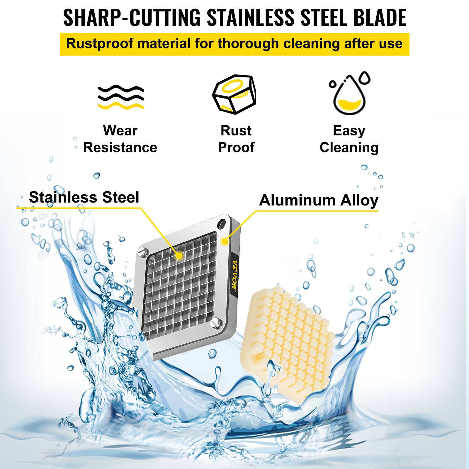 SHARP-CUTTING STAINLESS STEEL BLADE, Rustproof material for thorough cleaning after use, Wear Resistance, Rust Proof, Easy Cleaning, Stainless Steel, Aluminum Alloy, VEVOR