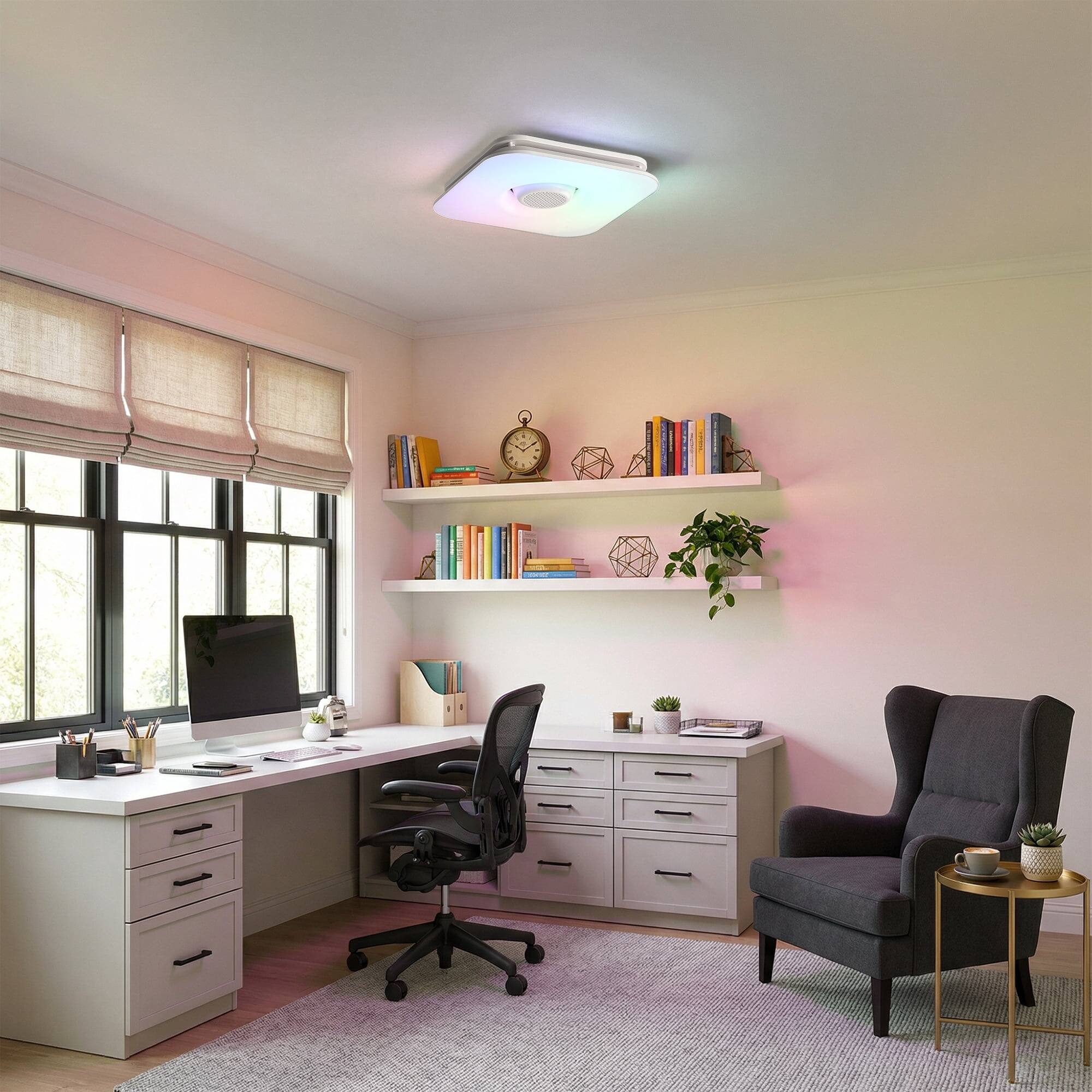 Alt View 2. Vaczon - Smart 12 in Bathroom Exhaust Fan with 112 CFM Dimmable 3CCT RGB LED and Bluetooth Speaker with Remote and App Control - White.