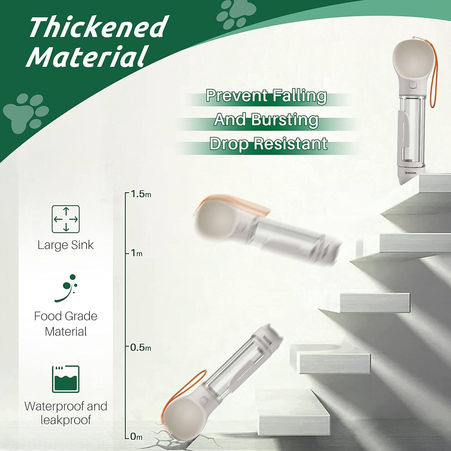 Thickened Material  
Prevent Falling and Bursting  
Drop Resistant  

Large Sink  
Food Grade Material  
Waterproof and leakproof