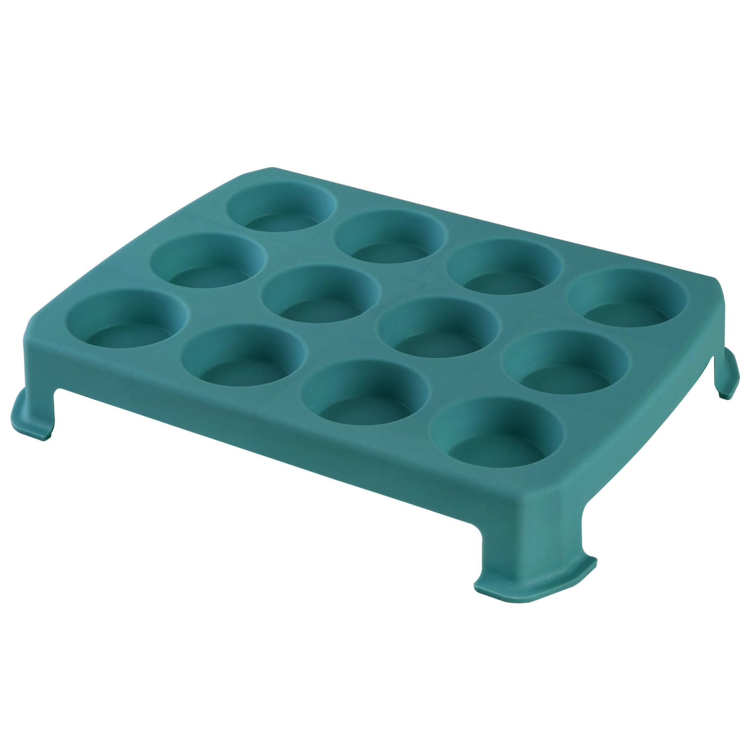 Alt View 2. Gibson - Spice By Tia Mowry 24 Cup Carbon Steel Muffin Pan With Carrier in Teal - Teal.