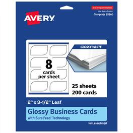 Avery - Leaf Business Cards, 2" x 3-1/2", Glossy 200 Total - White