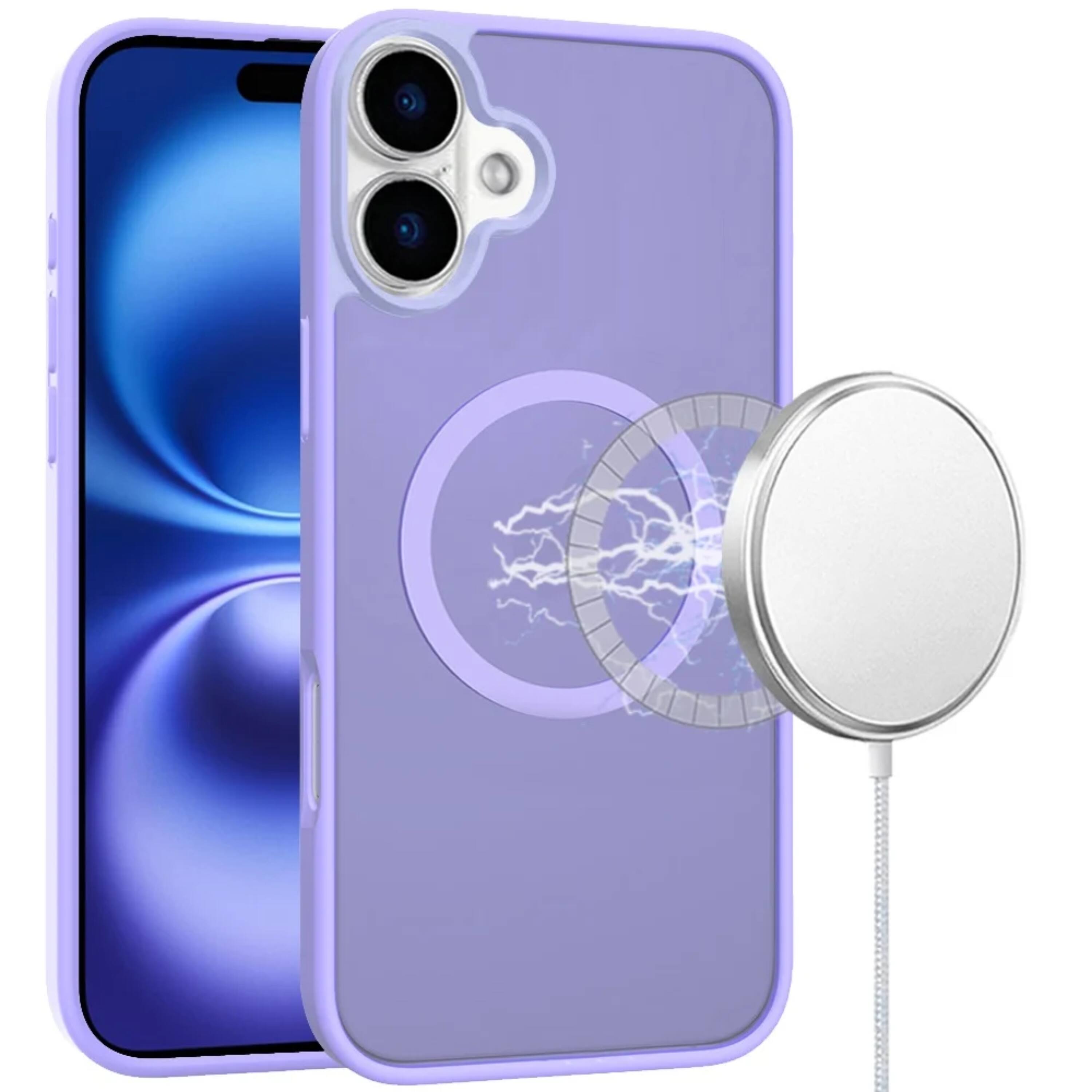 Kitcheniva - Soft Touch Frosted Cover Magnetic Circle Phone Case With Tempered Glass For iPhone 17 - Light Purple price history on PriceWatchPro