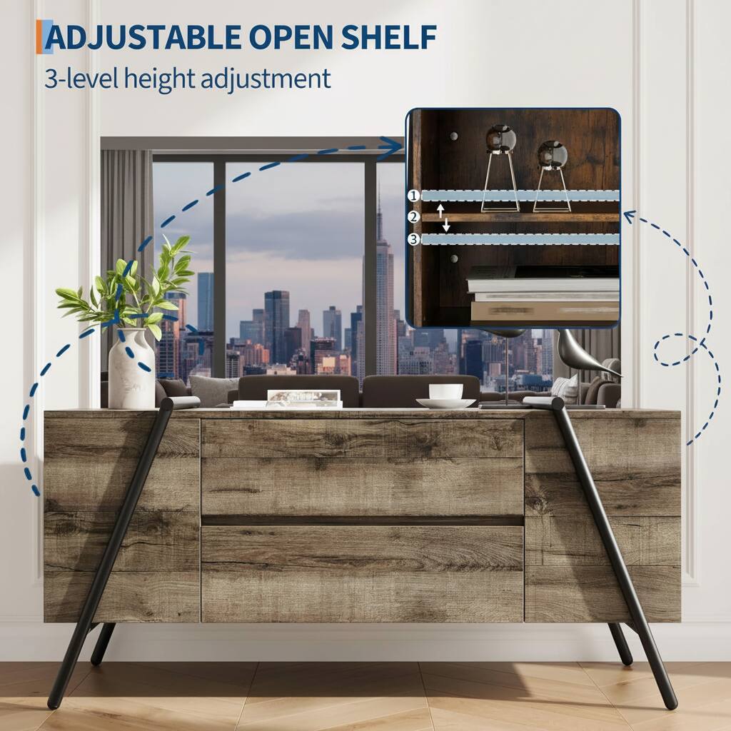 ADJUSTABLE OPEN SHELF  
3-level height adjustment