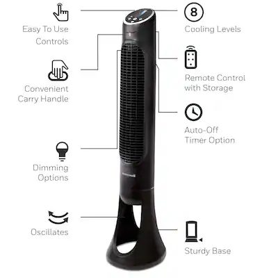 Honeywell - QuietSet Oscillating Whole Room Tower Fan, HYF290B - Black