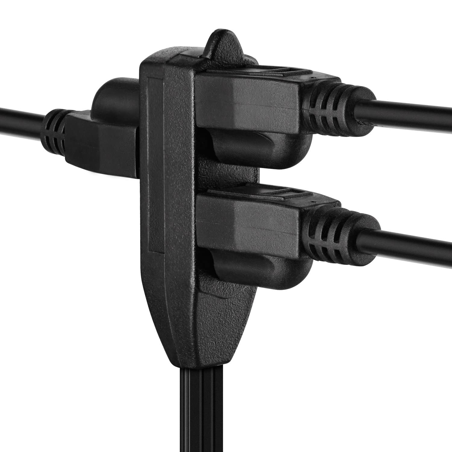 Alt View 3. Maximm - 10 ft Flat Plug Extension Cord/Wire, Multi Outlet - 3 Prong Angled Plug Extension Cord - UL Certified - Black.