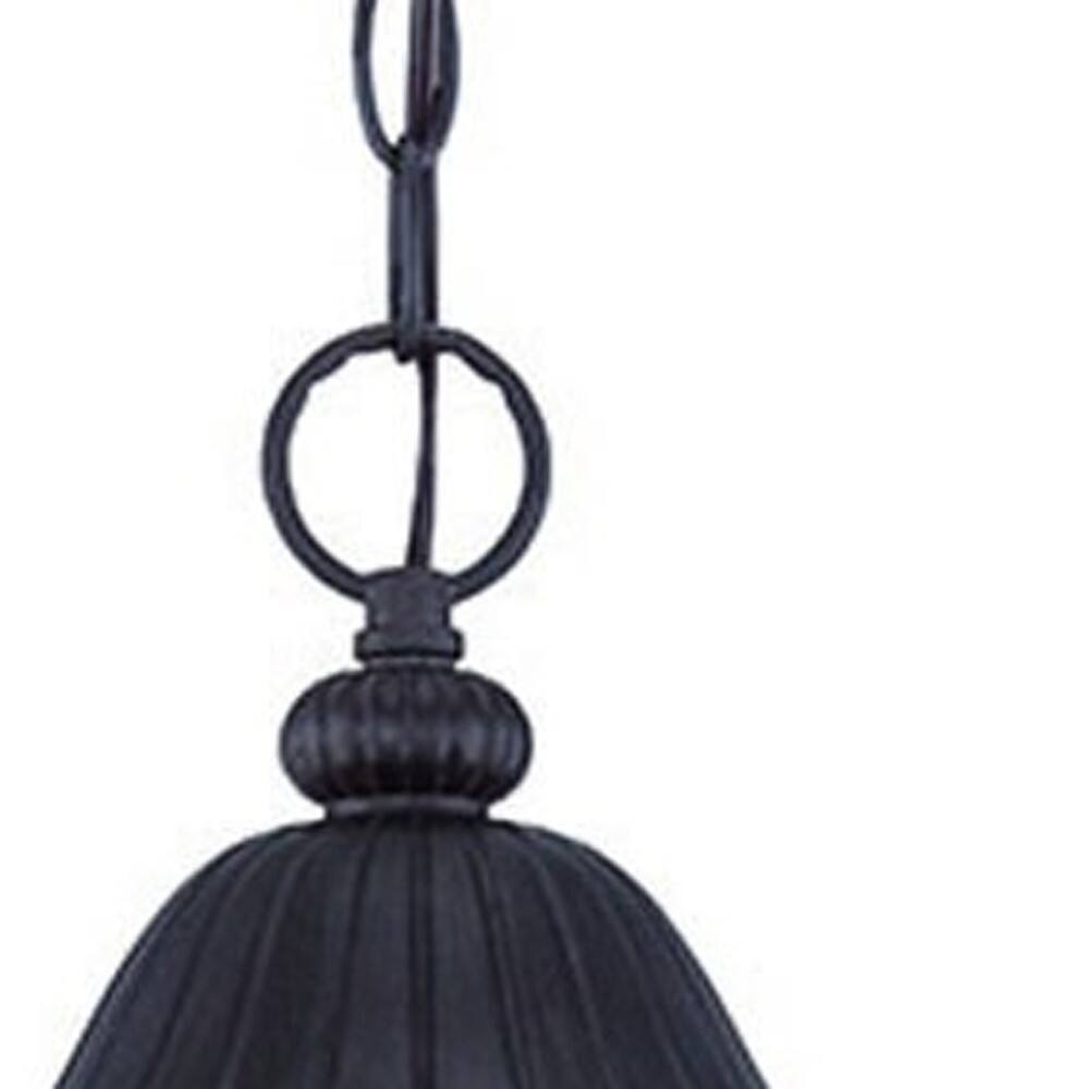 Alt View 1. Hivvago - Hivvago Three Light Matte Black Leaf Detail Hanging Light - Black.
