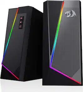 REDRAGON - GS520 Wired 2.0 Channel Stereo Sound Desktop RGB Computer Speakers - Black