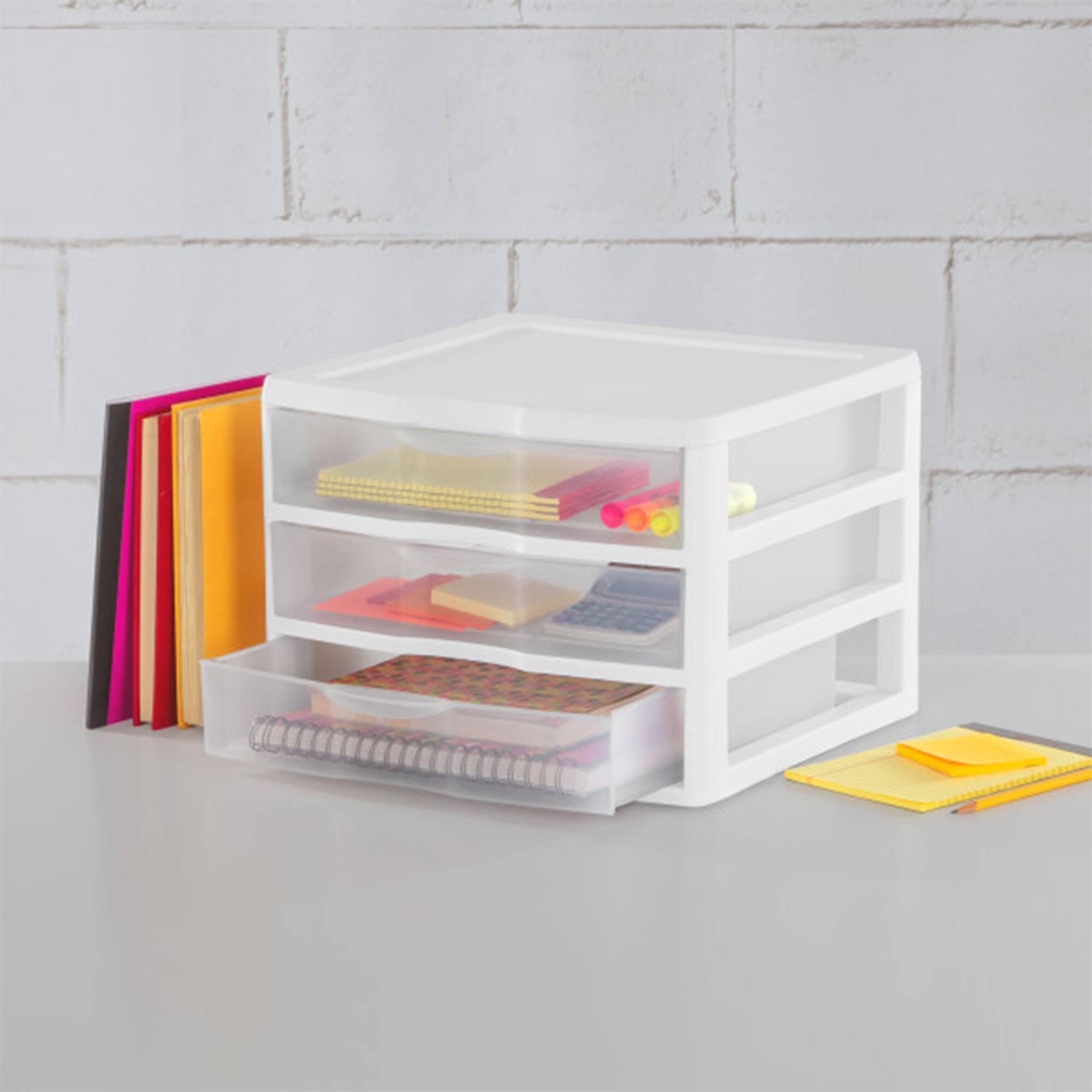Alt View 3. Sterilite - Sterilite Clear Plastic Stackable Small 3 Drawer Storage System, White, (12 Pack).
