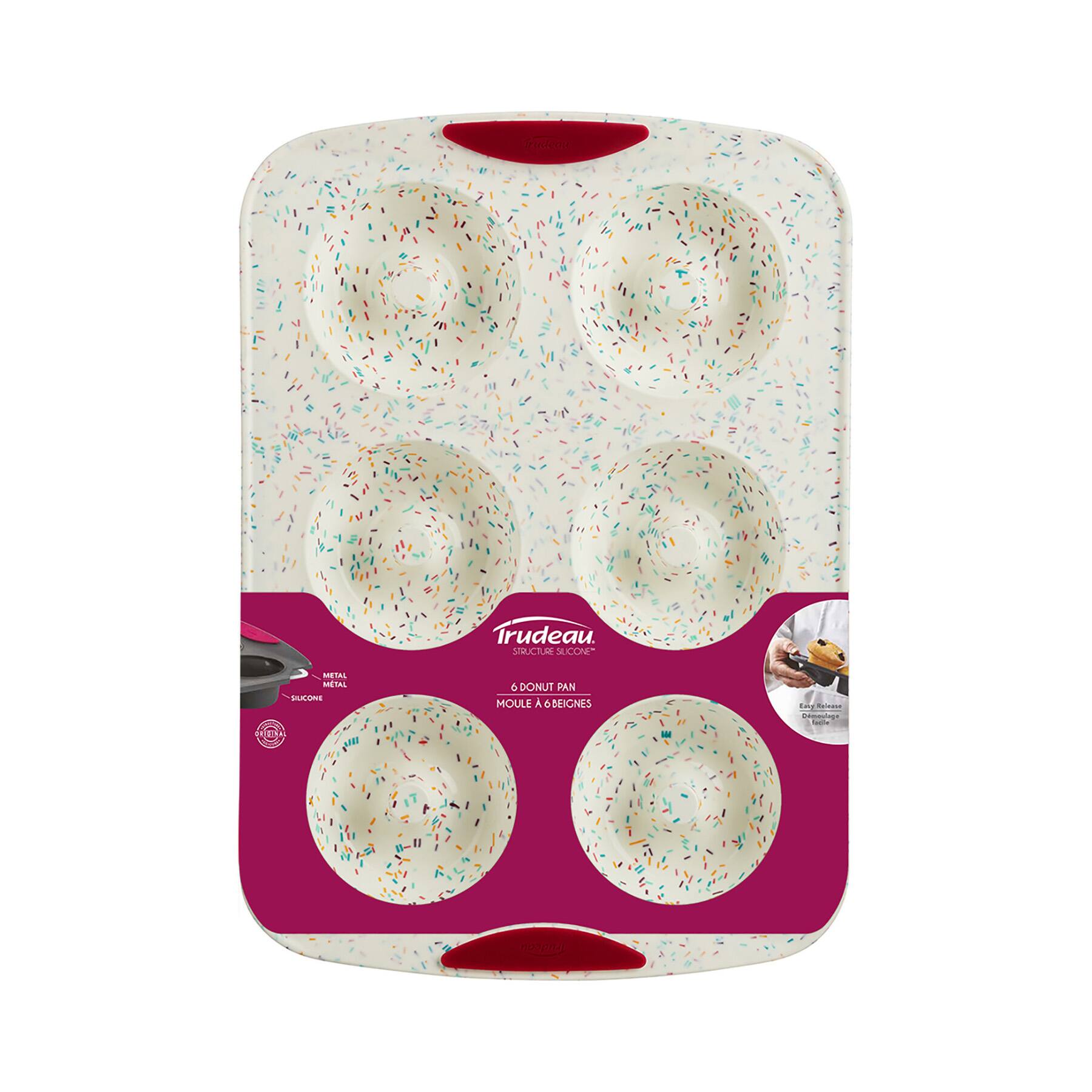 Trudeau. STRUCTURE SILICONE METAL MUCONS ON 6 DONUT PAN MOULE À BEIGNES